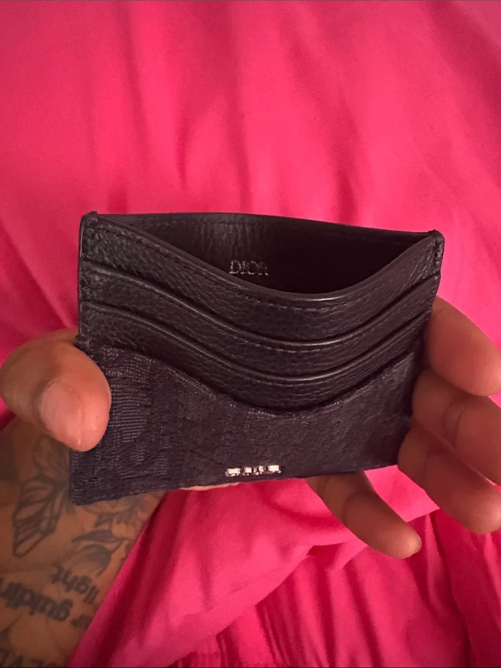 Dior Black Signature Canvas & Leather Card Holder